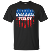 Image of America First USA T Shirt with the American Flag