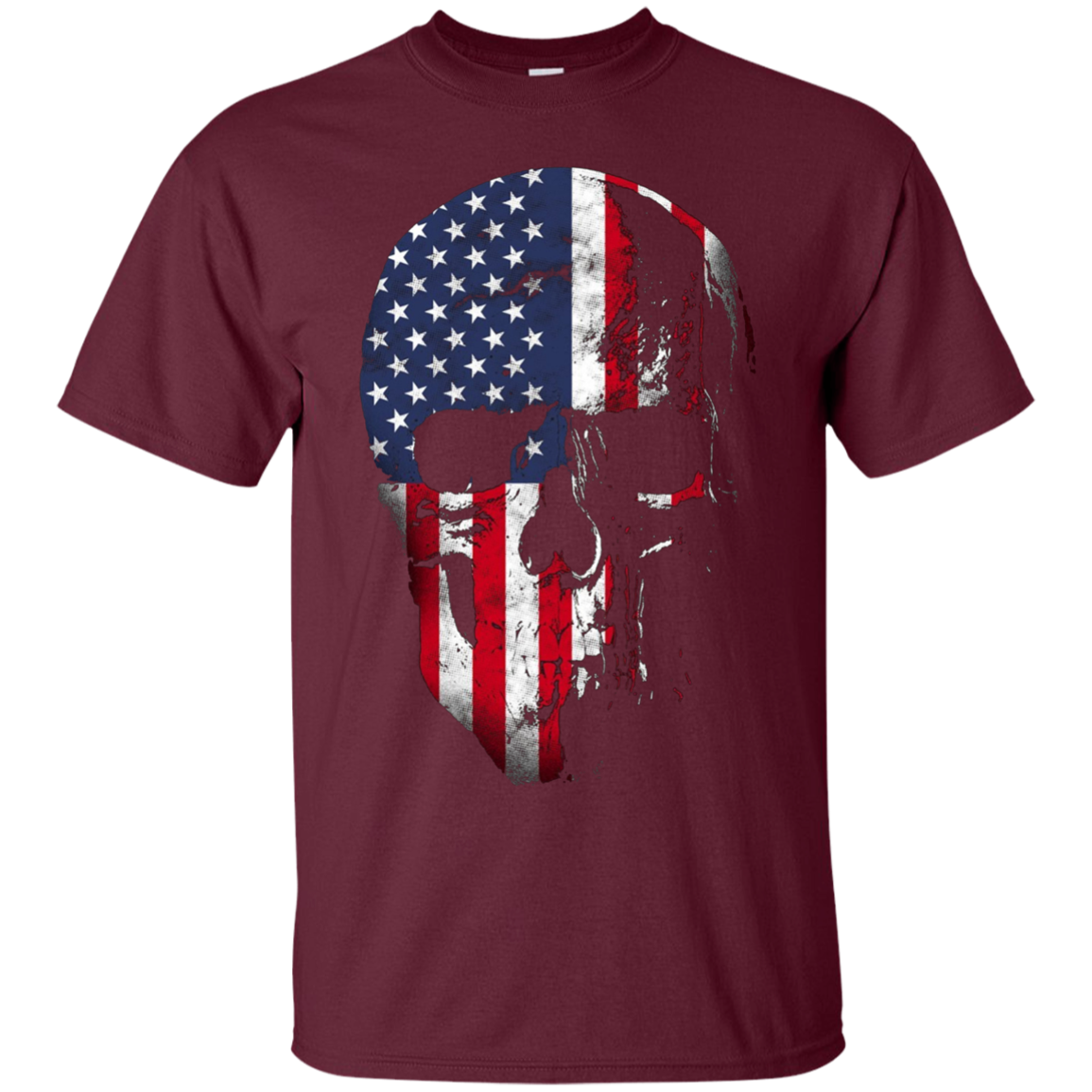 American Flag Skull Patriotic 4th of July T-Shirt