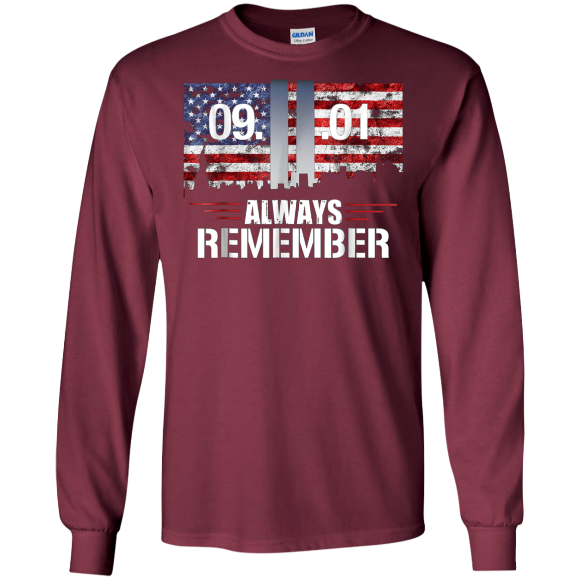 Always Remember 9/11 Memorial USA Flag Patriot Day Tee