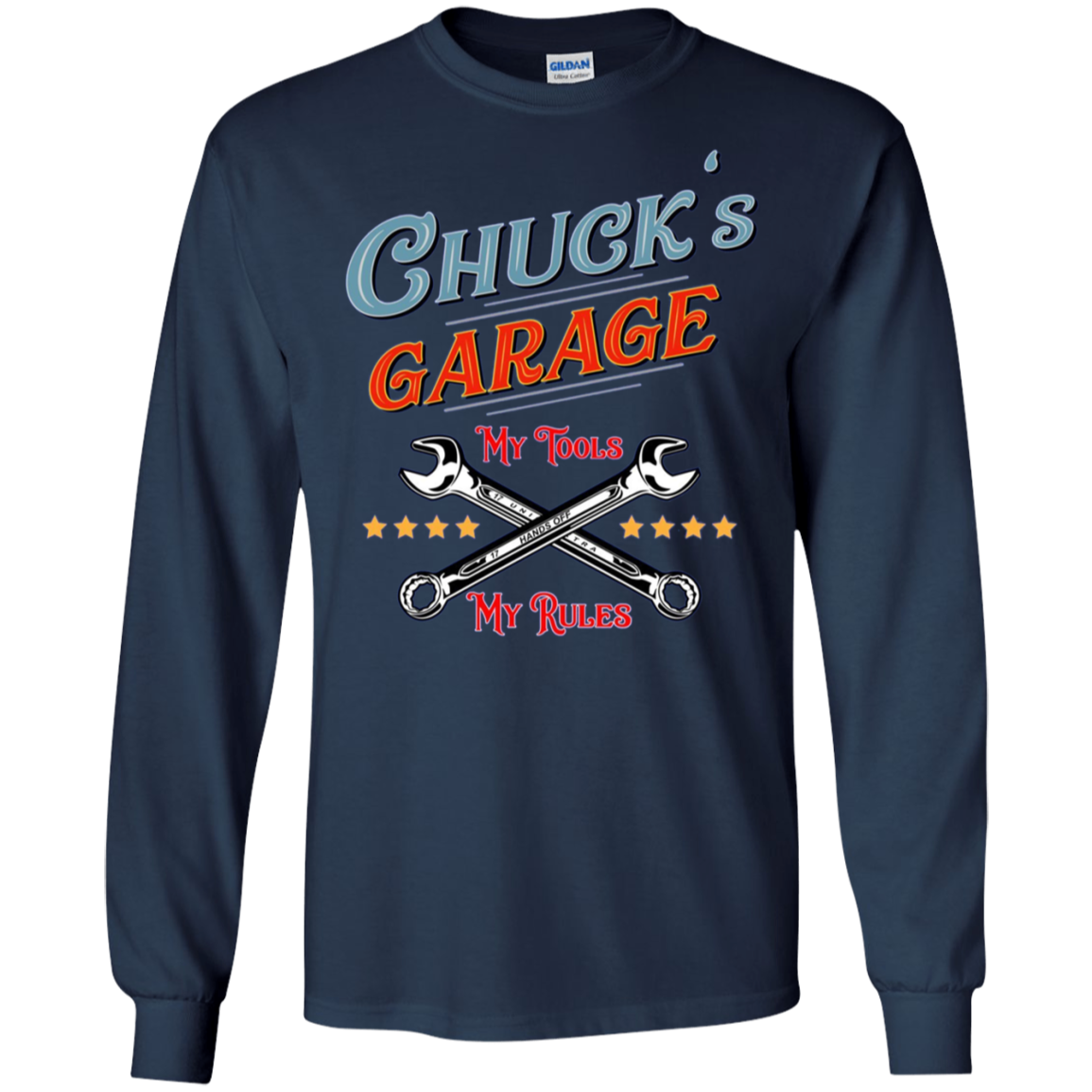 Chuck's Garage funny long sleeve tee shirt