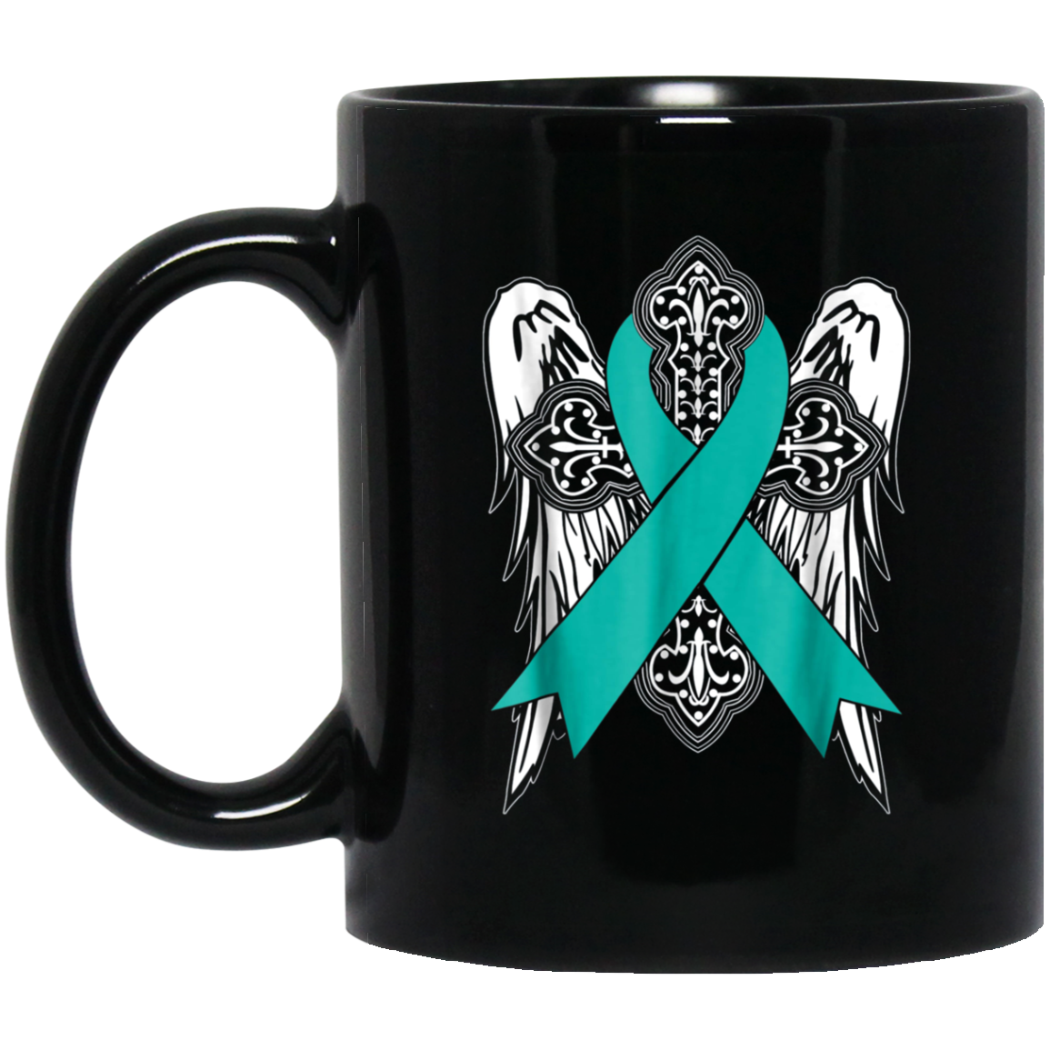 angel teal ribbon t shirt support ovarian cancer awareness