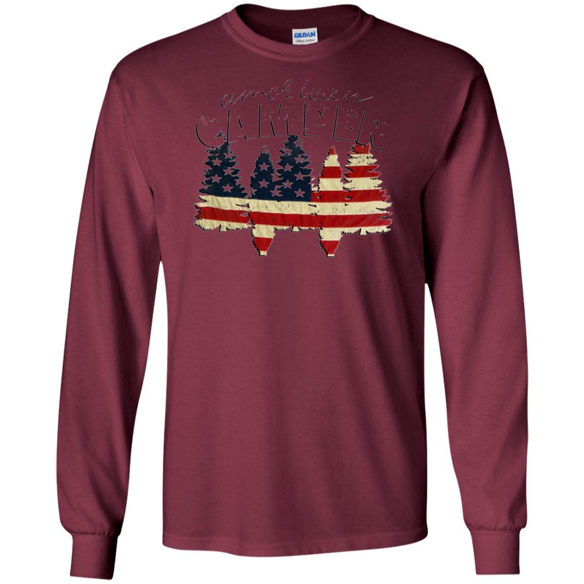 American Camper U.S. Flag Patriotic Camping T Shirt