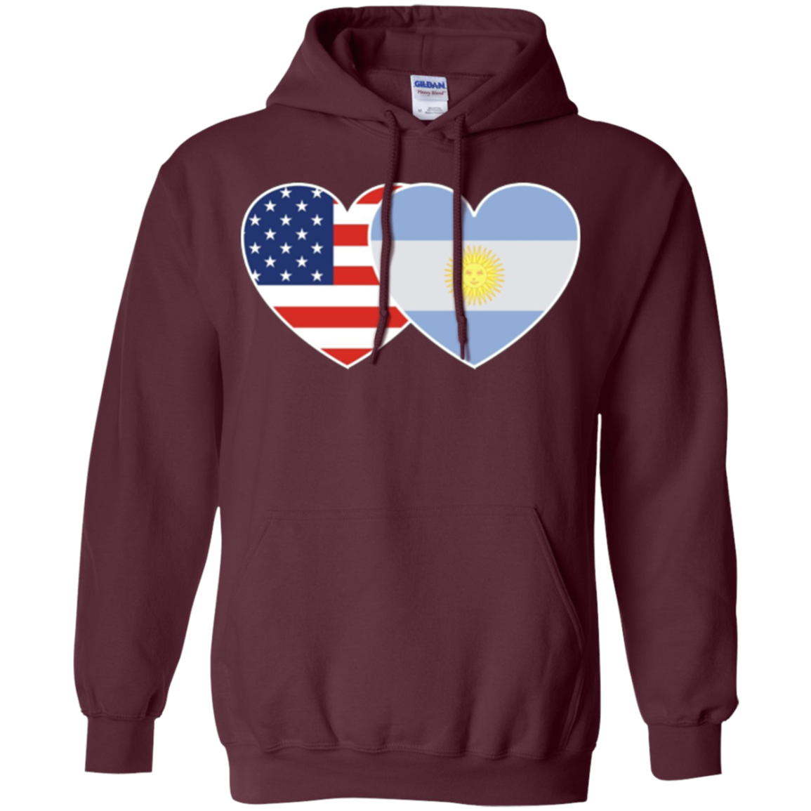 ARGENTINA USA Flag Twin Heart TShirt for Argentine Americans