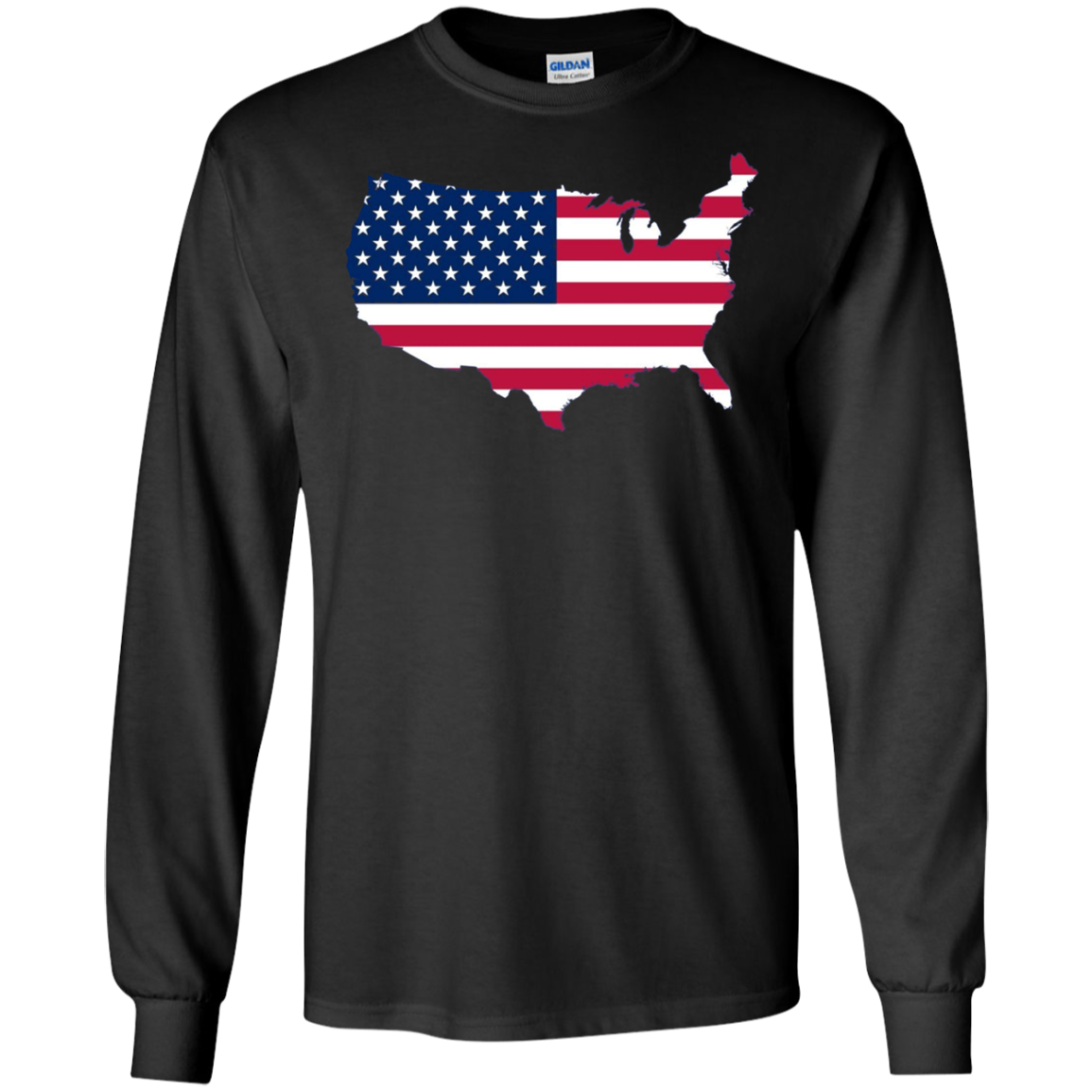 American Flag LS T-Shirt 4th of July America Graphic Tee