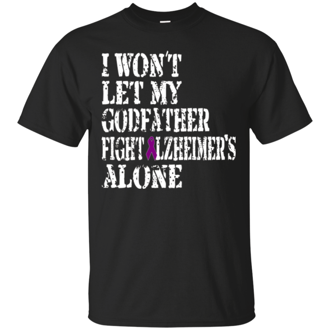 Alzheimer's Awareness Tee For Godfathers Purple Ribbon Tee