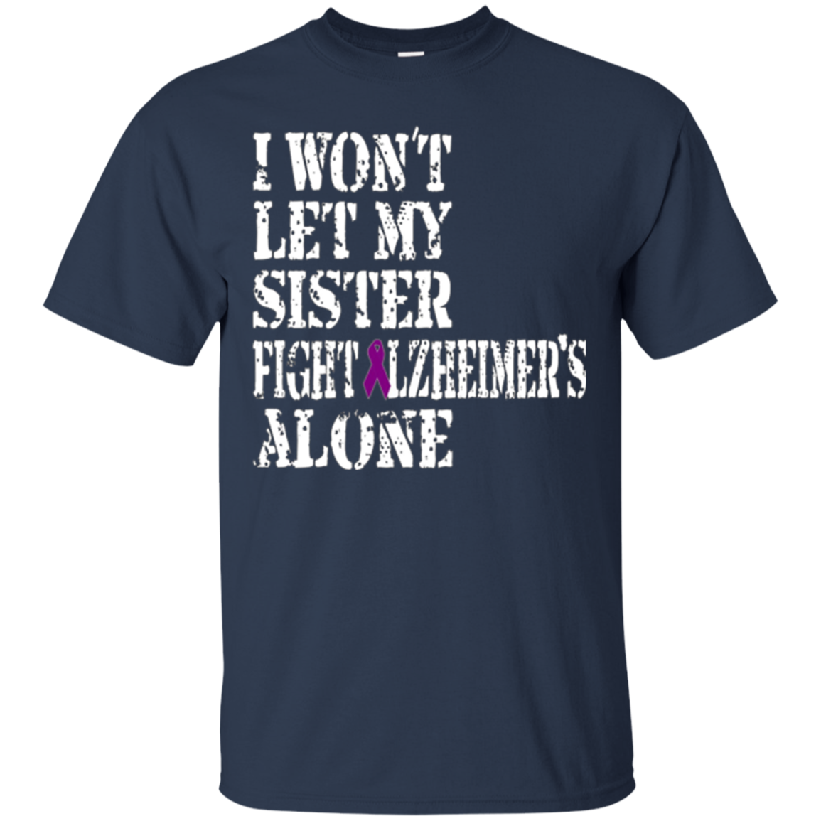 Alzheimer's Awareness T-Shirt For Sister Purple Ribbon Tee