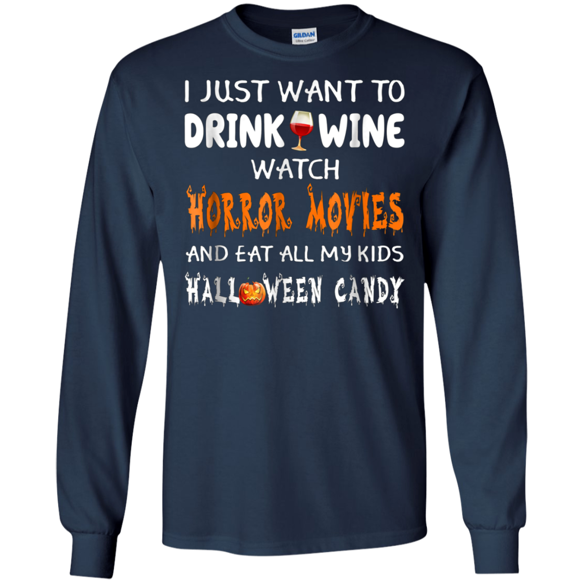 Asat - I just want to drink wine watch horror movies T-Shirt