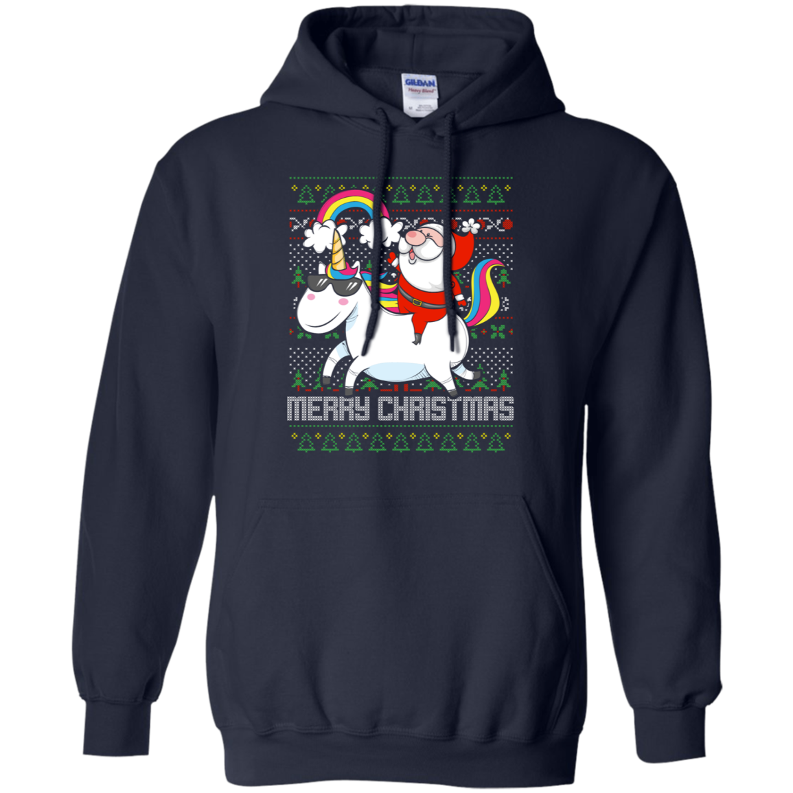Santa Riding Unicorn Merry Xmas Gift Tshirt