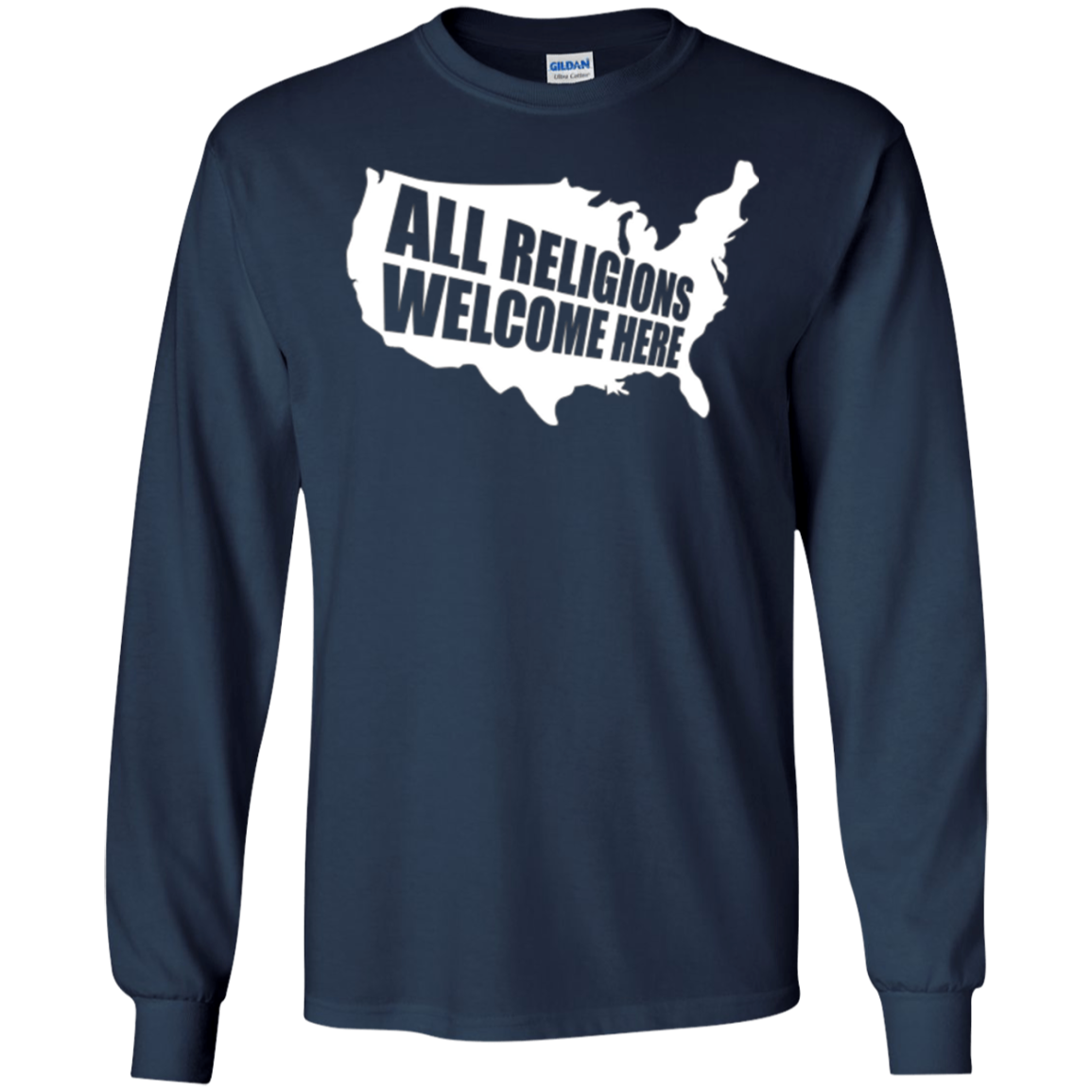 ALL RELIGIONS Welcome Here Protest T Shirt - Anti Trump Ban