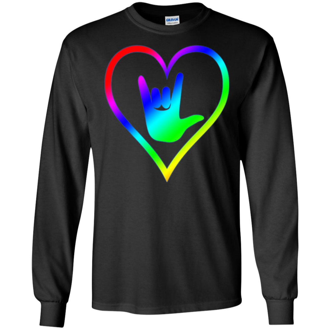 American Sign Language Tshirt I love you - Rainbow - Pride