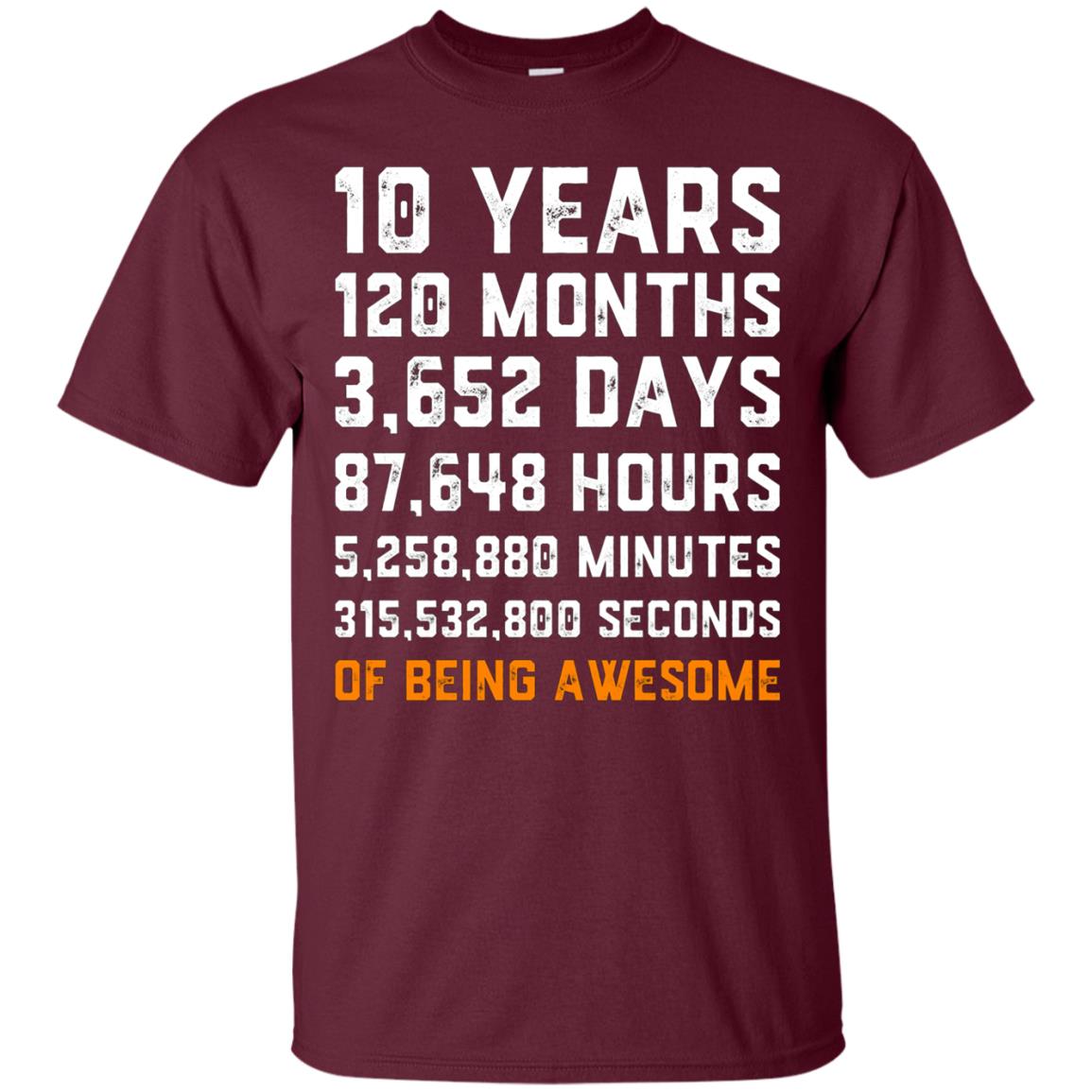 10th Birthday Gift T Shirt 10 Years Old Being Awesome Tee