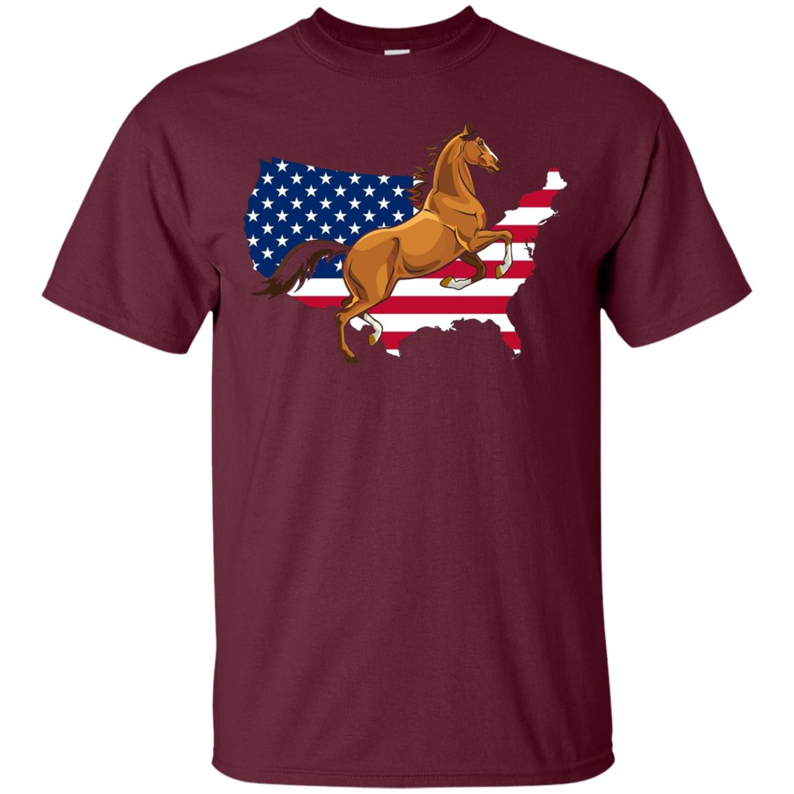 America Map Horse USA Flag Happy 4th Of July Shirt
