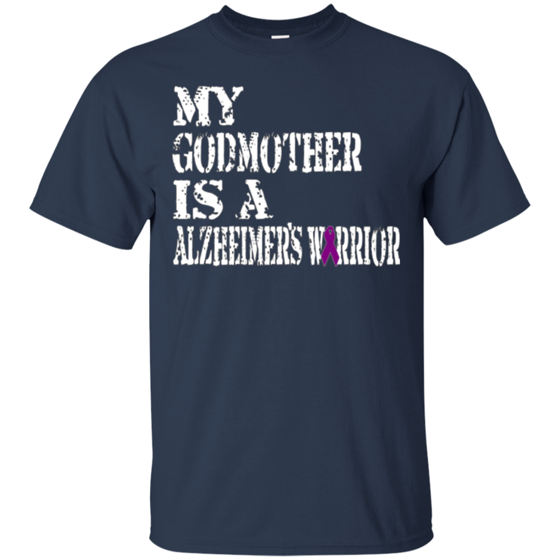 Alzheimer's Awareness Tshirt For Godmother Purple Ribbon Tee