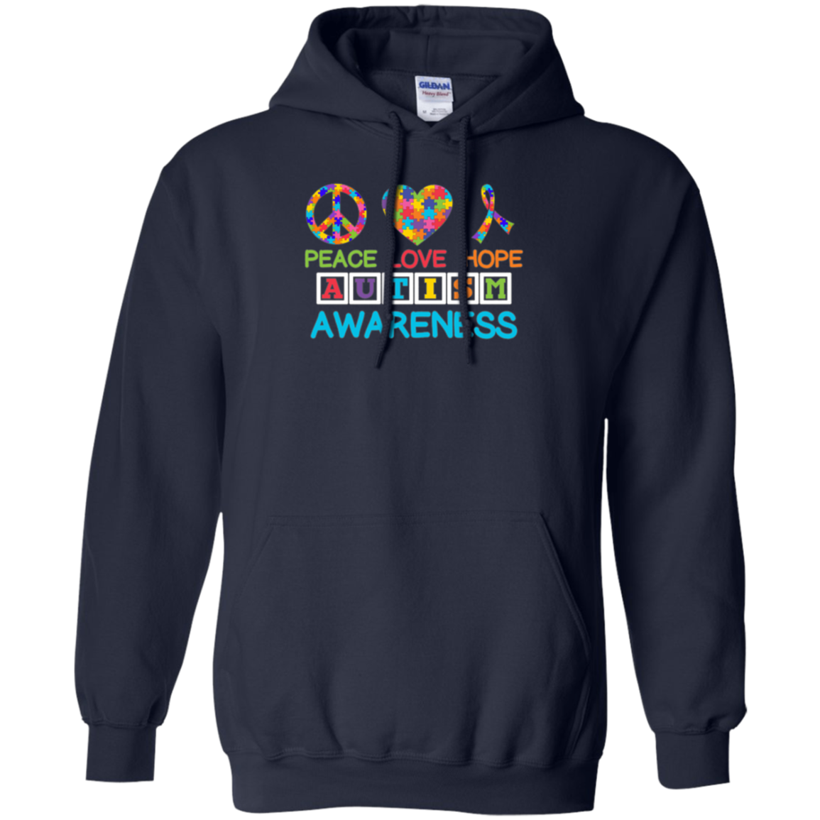 Autism Awareness Peace Love Hope Puzzle Ribbon T-shirt