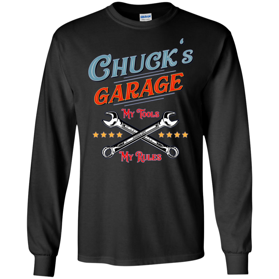 Chuck's Garage funny long sleeve tee shirt