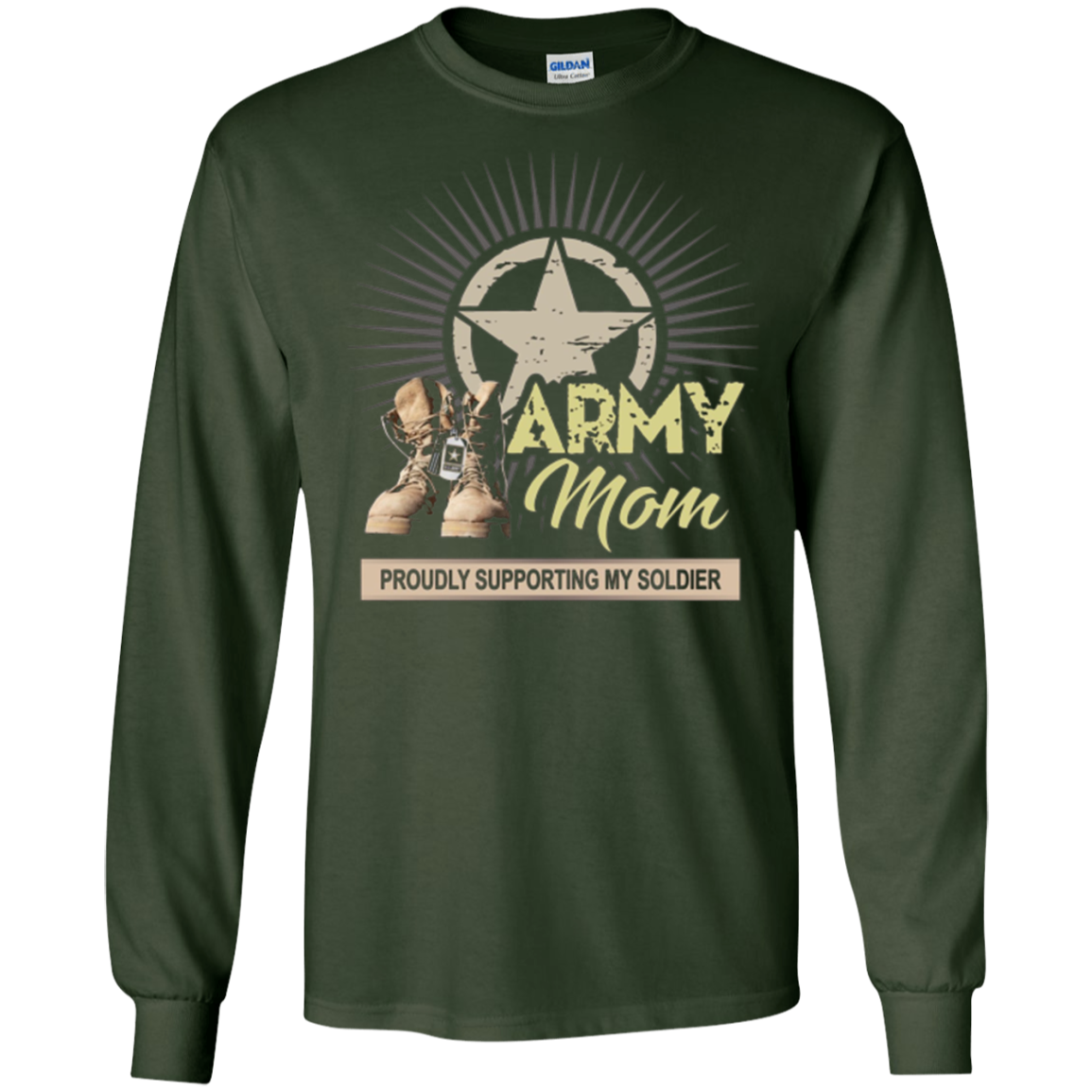 Army Mom Proudly Supporting My Soldier T-Shirt Veterans Gift