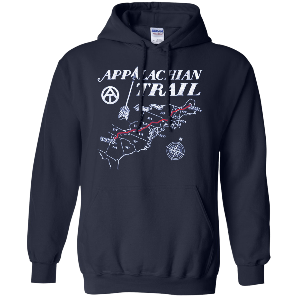 Appalachian Trail Map Retro Hiking Long Sleeve Tee Shirt