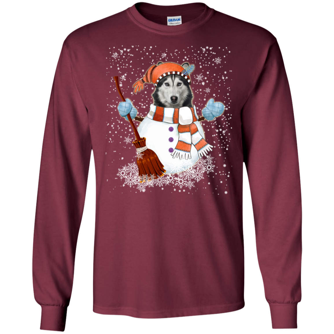 Christmas Snowman Siberian husky Funny T-shirt