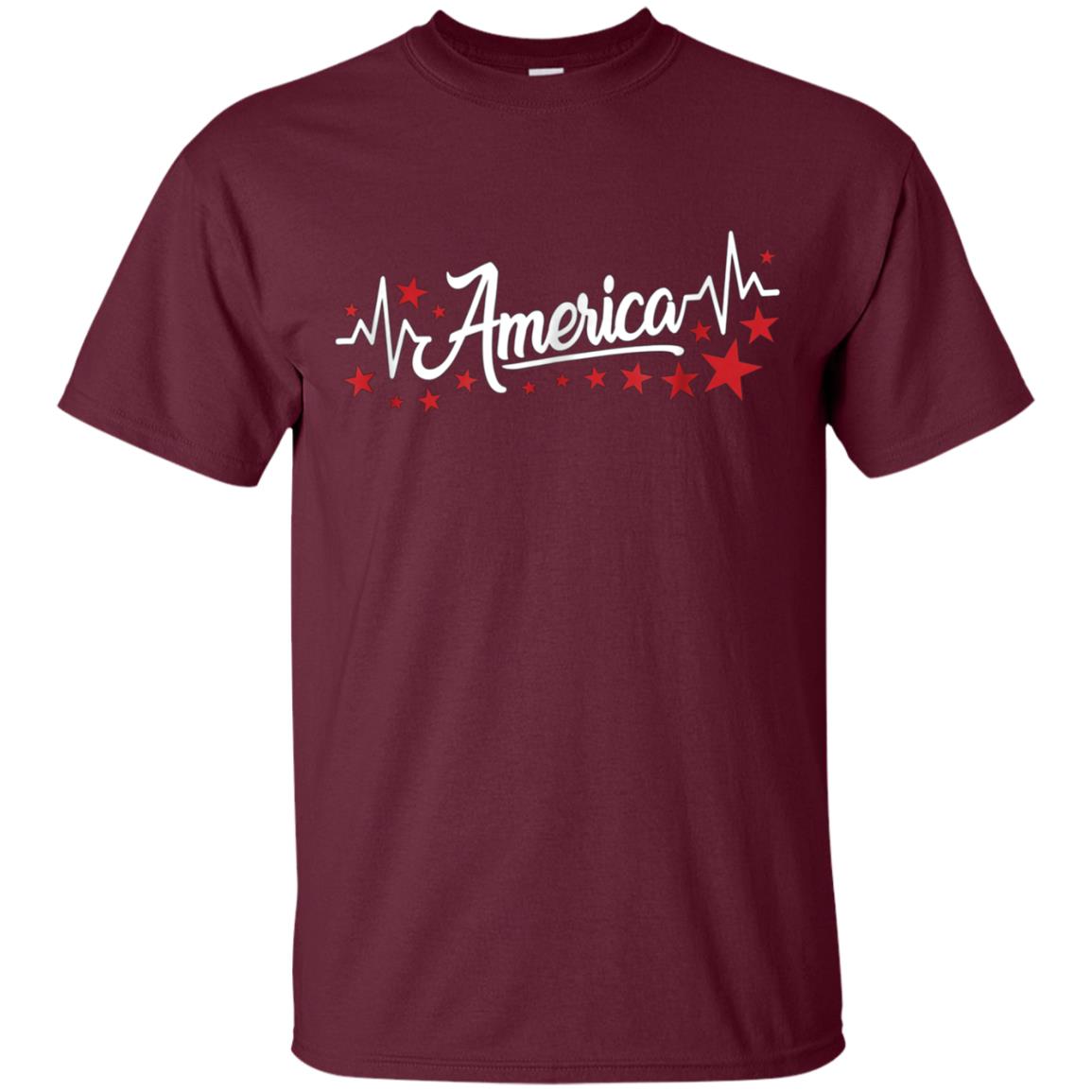America Heartbeat Red Shirt Fourth of July Outfit Stars