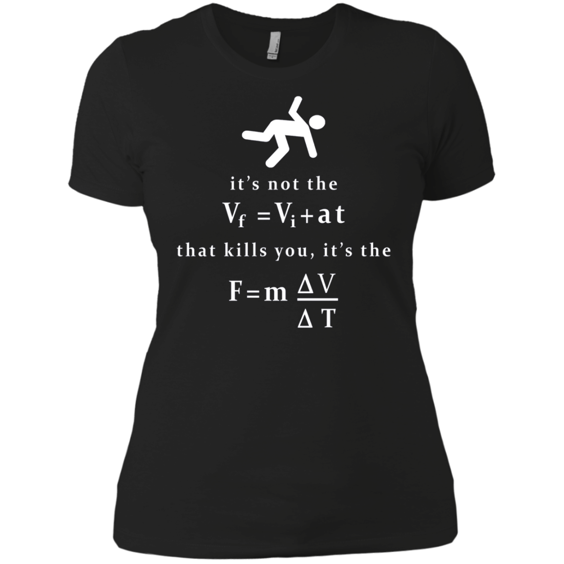 "It's not the fall that kills you, it's the landing." Tee