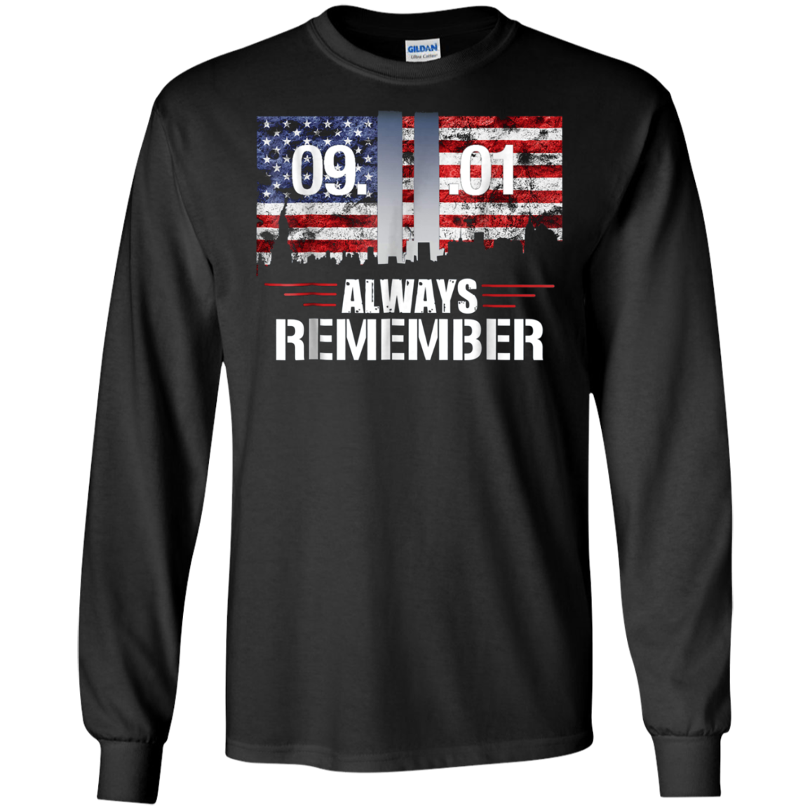 Always Remember 9/11 Memorial USA Flag Patriot Day Tee