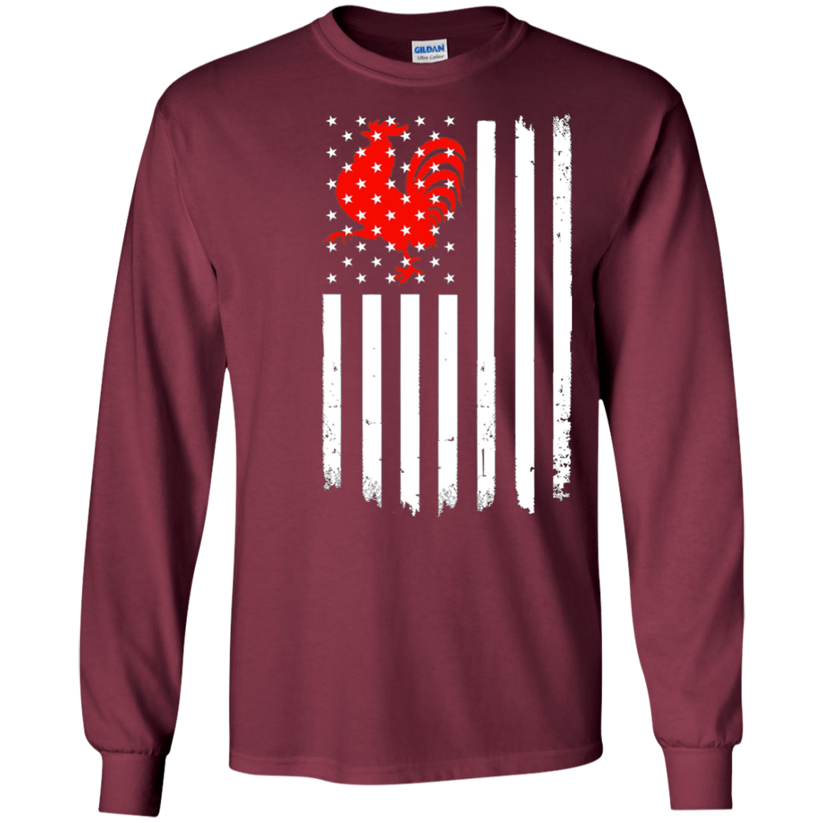 American US Flag Rooster Chicken T Shirt-Funny Patriotic Tee