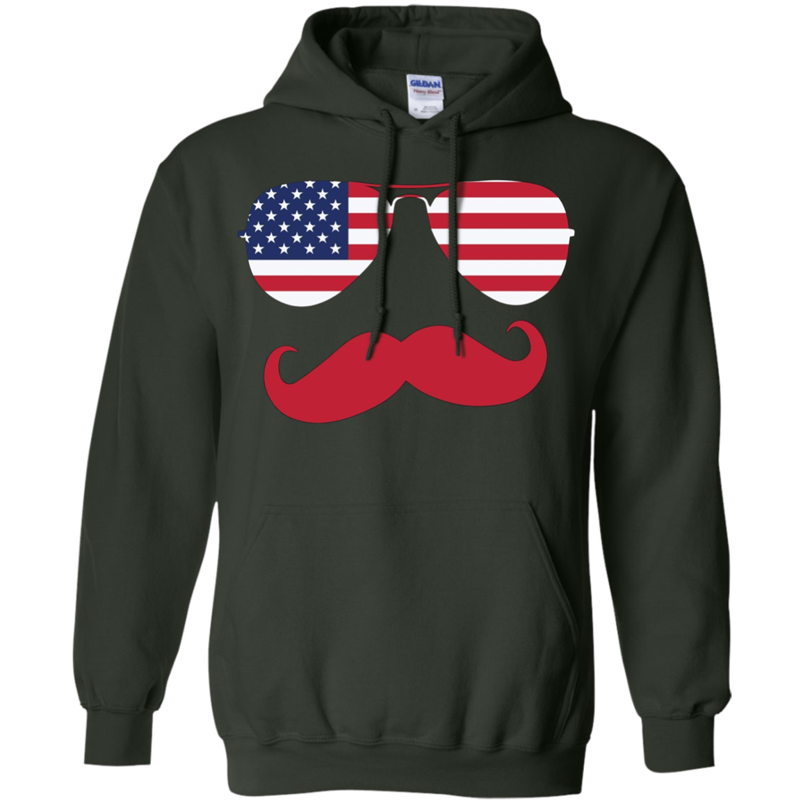 American USA Flag Aviator Sunglasses Mustache Merica T Shirt