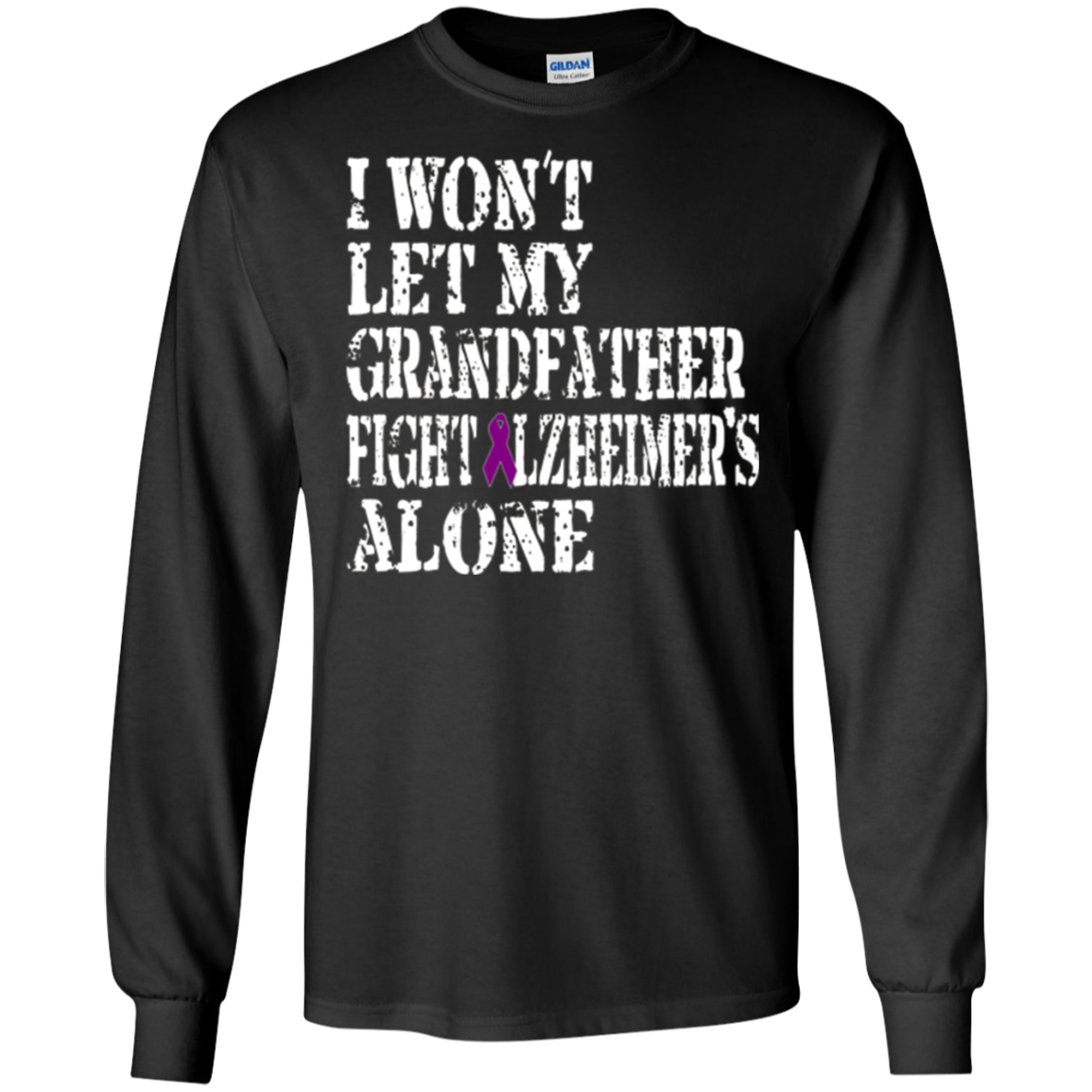 Alzheimer's Awareness Tee For Grandfather Purple Ribbon Tees