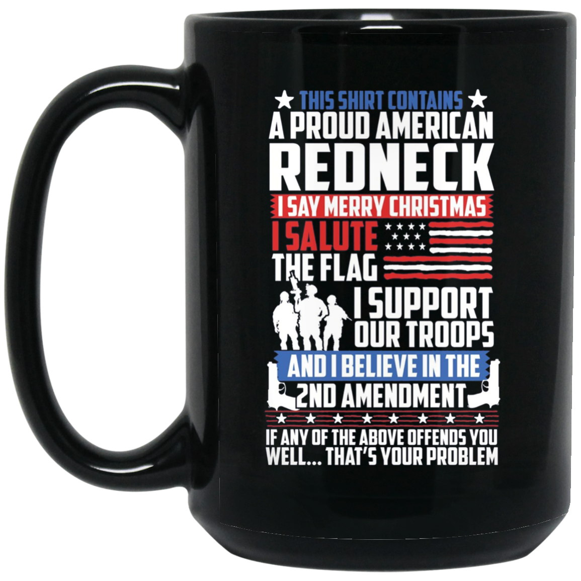 A Proud American Redneck Support Guns Troops Flag T Shirt