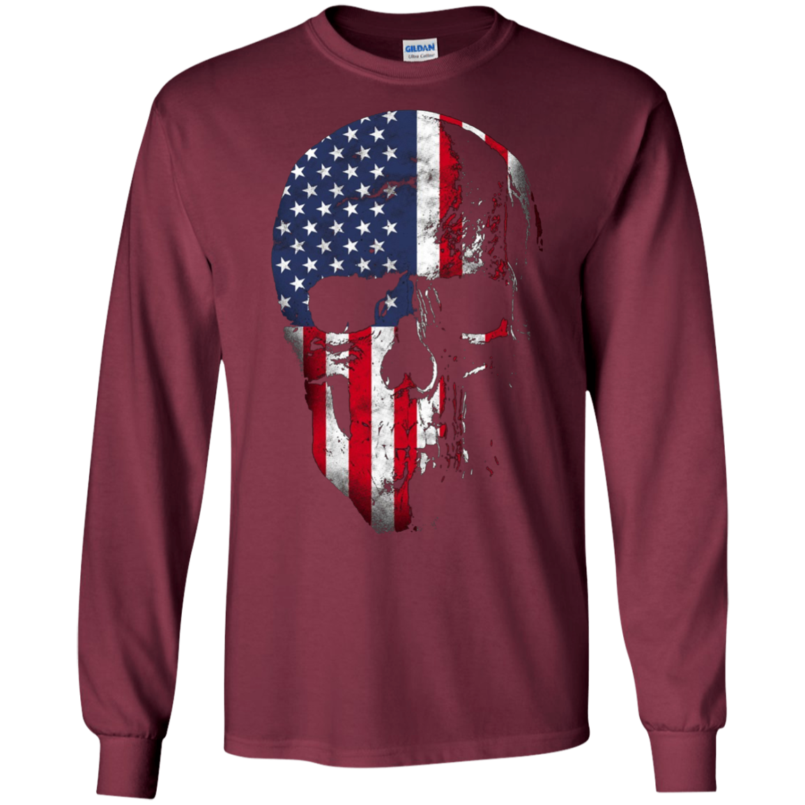 American Flag Skull Patriotic 4th of July T-Shirt