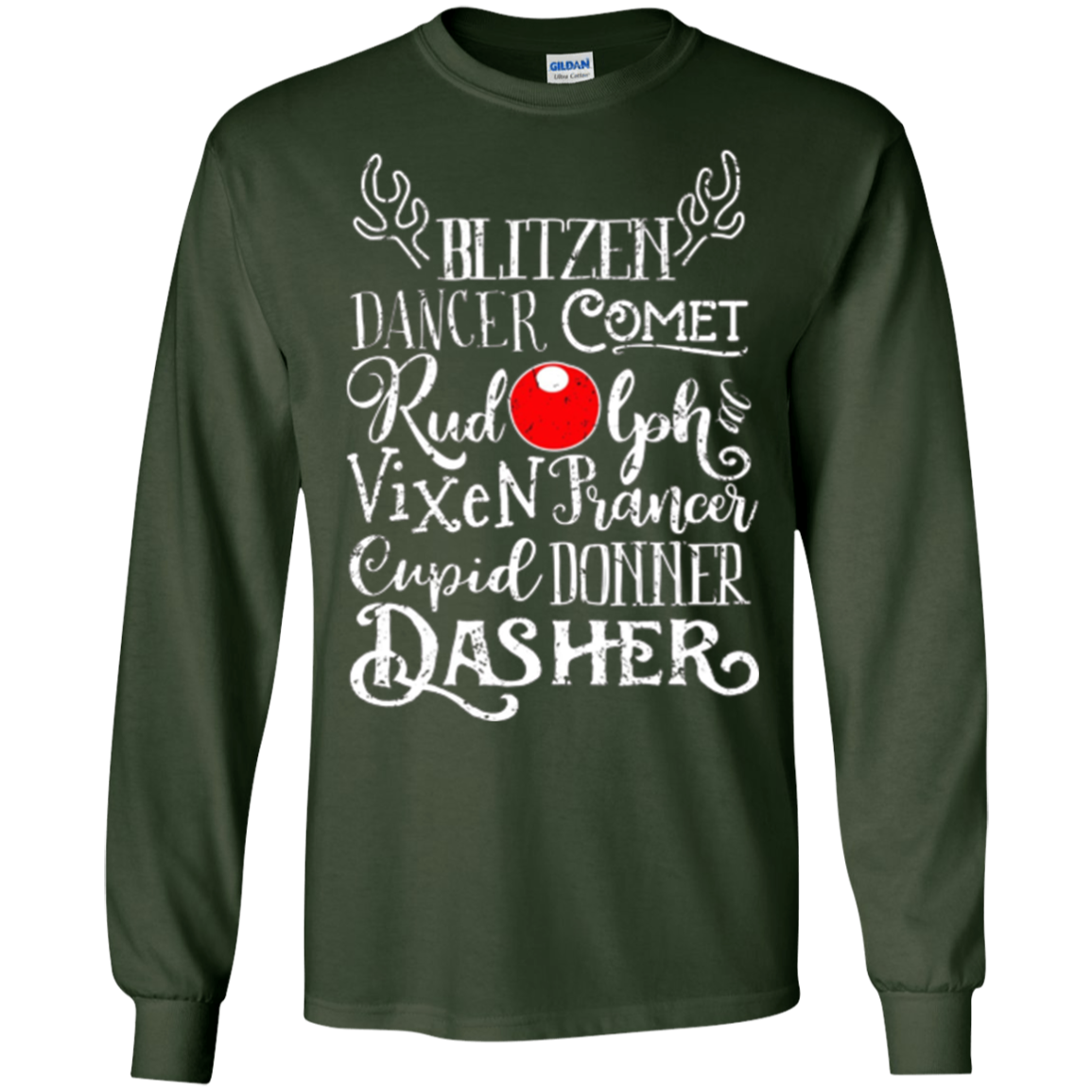 Santa's Reindeer Rudolph List Vintage Christmas Gift T-Shirt