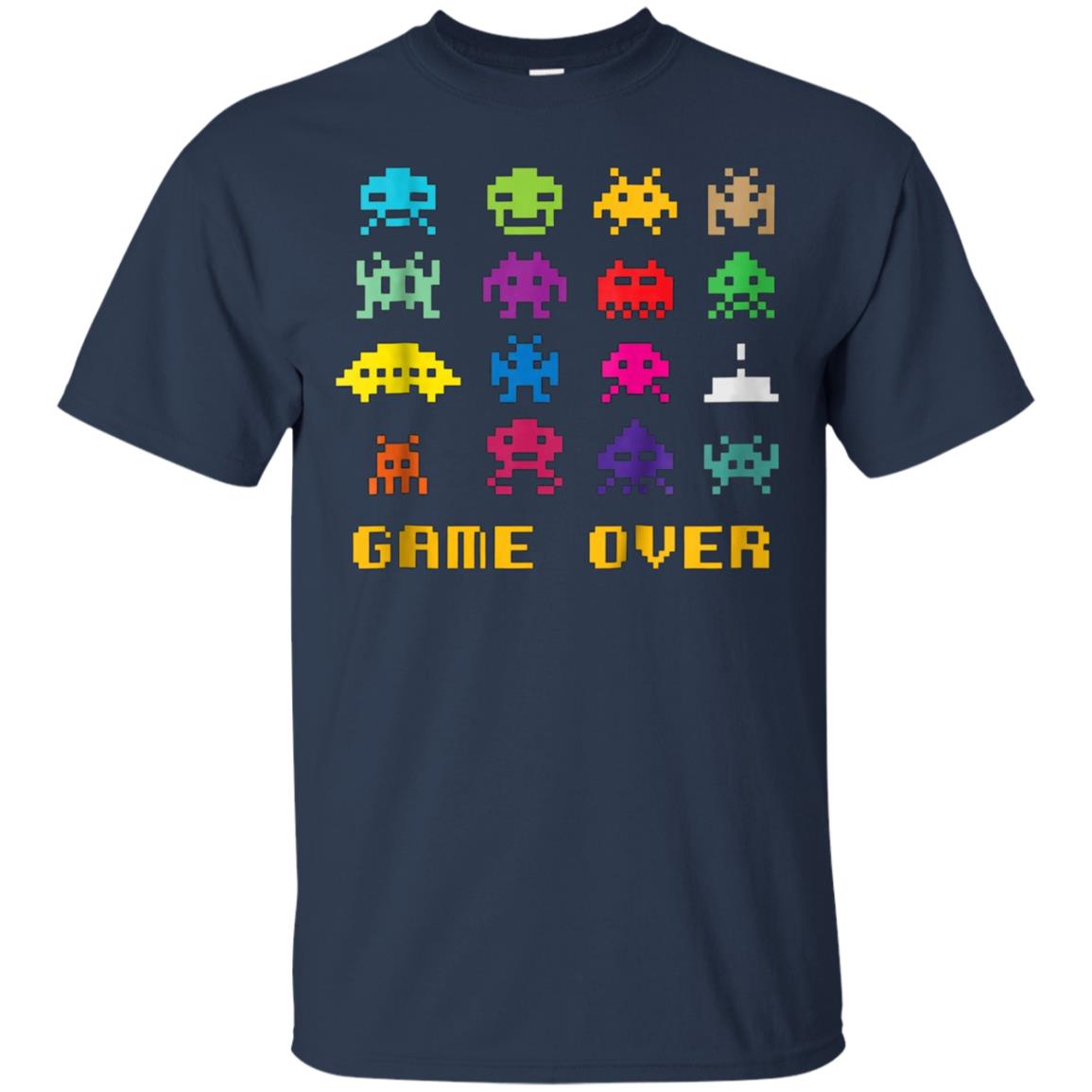 "Game Over" retro alien invaders tshirt 80s 8-bit video game