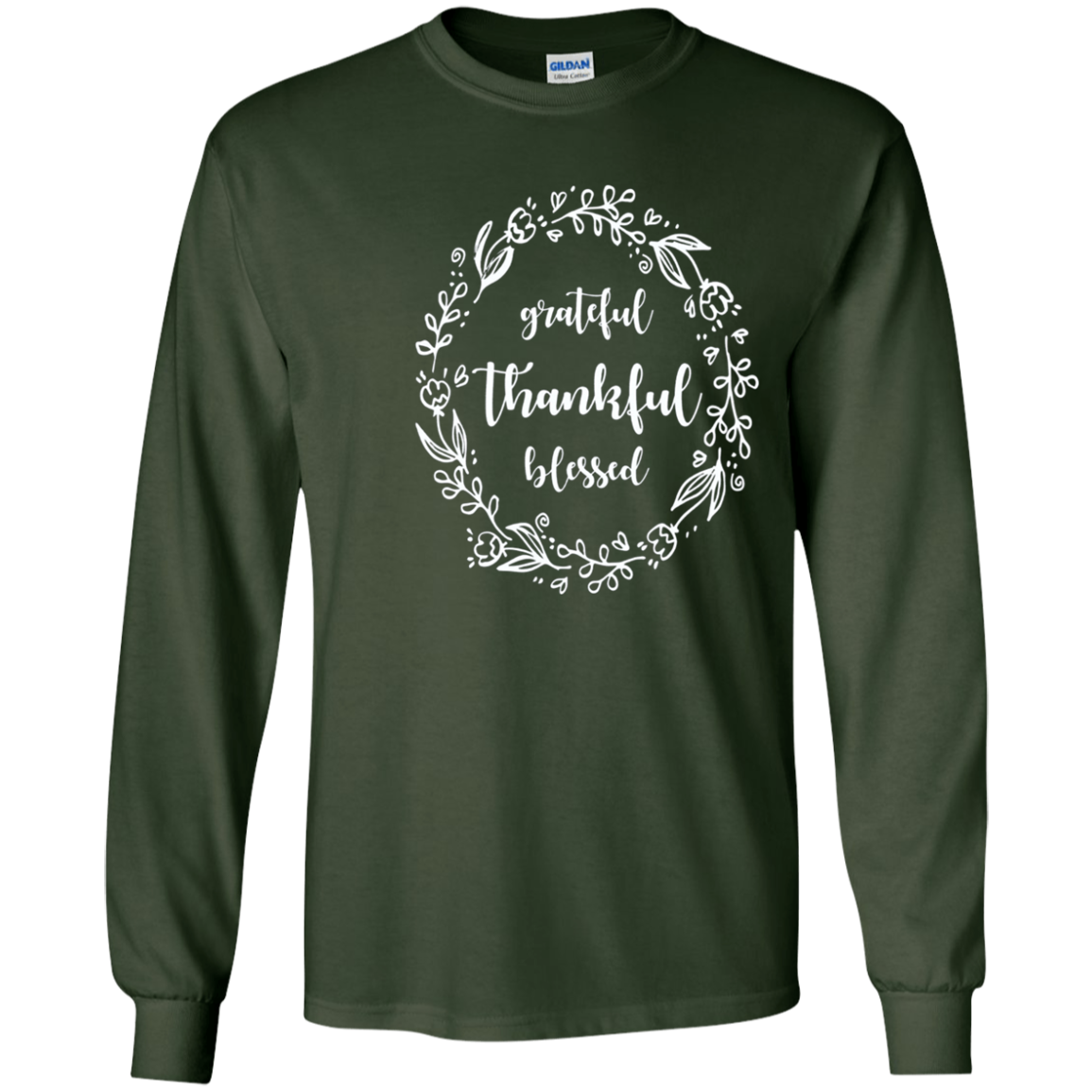 "Grateful Thankful Blessed " Floral Thanksgiving Fall Tee