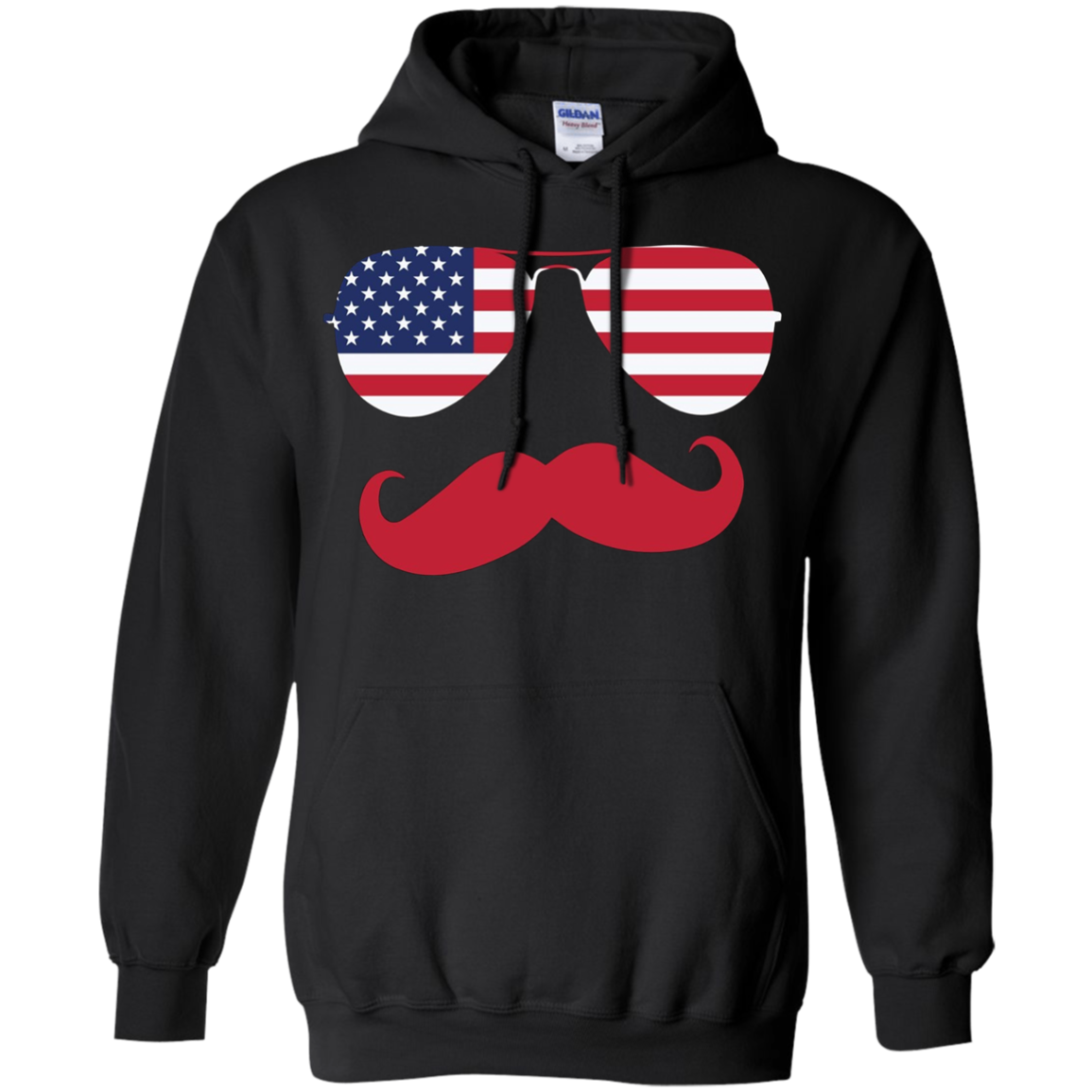 American USA Flag Aviator Sunglasses Mustache Merica T Shirt
