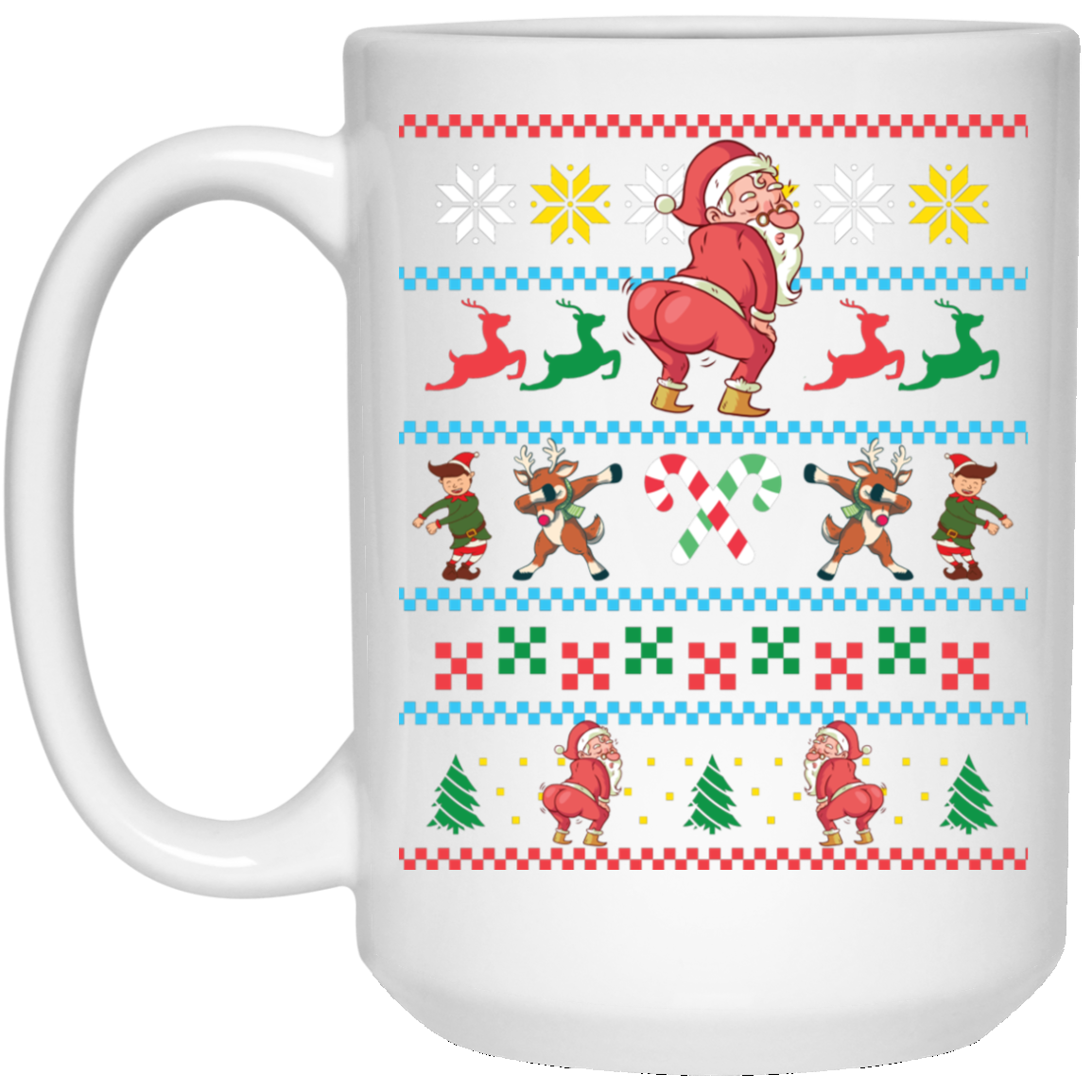 Santa Twerking T-Shirt Funny Elf Floss Dab Ugly Sweater