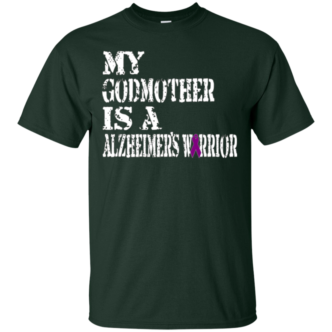Alzheimer's Awareness Tshirt For Godmother Purple Ribbon Tee