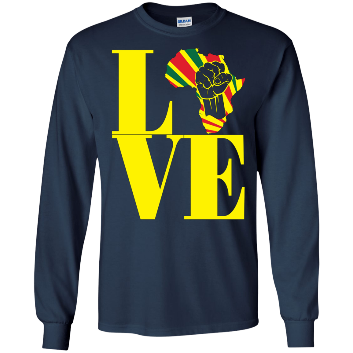 African black power map raised fist I love Africa t-shirt