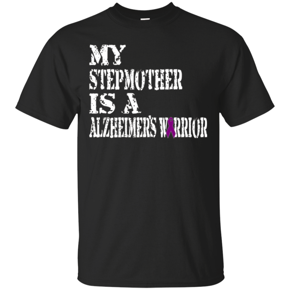 Alzheimer's Awareness T-Shirt For Stepmother Purple Ribbon