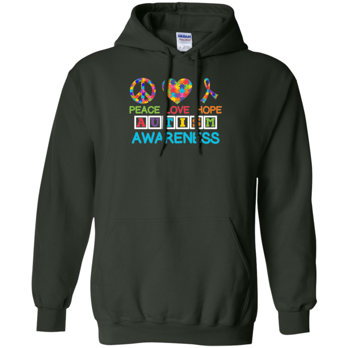 Autism Awareness Peace Love Hope Puzzle Ribbon T-shirt