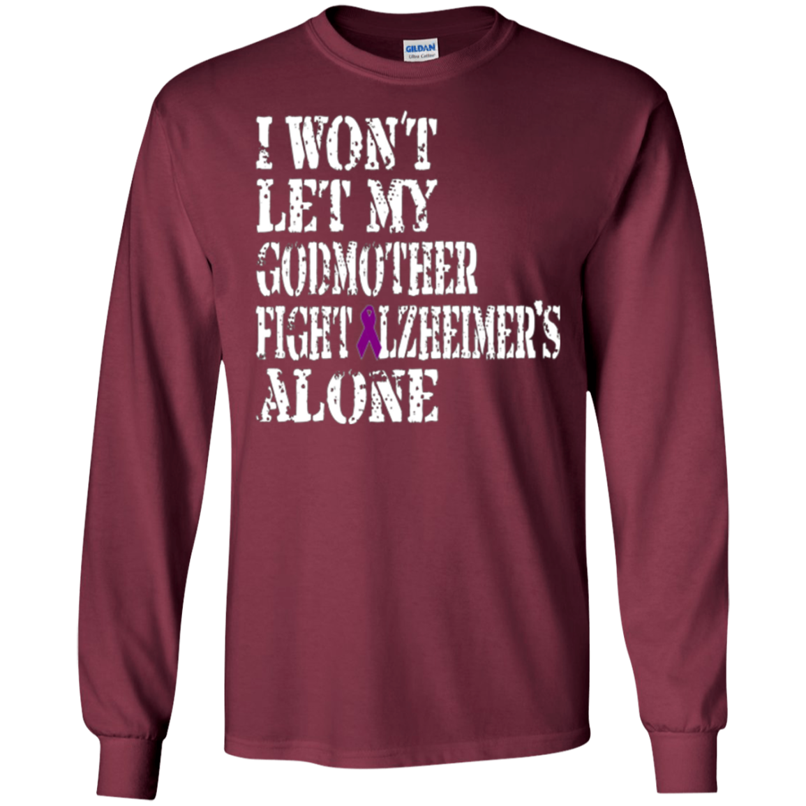 Alzheimer's Awareness Shirt For Godmother Purple Ribbon Tee