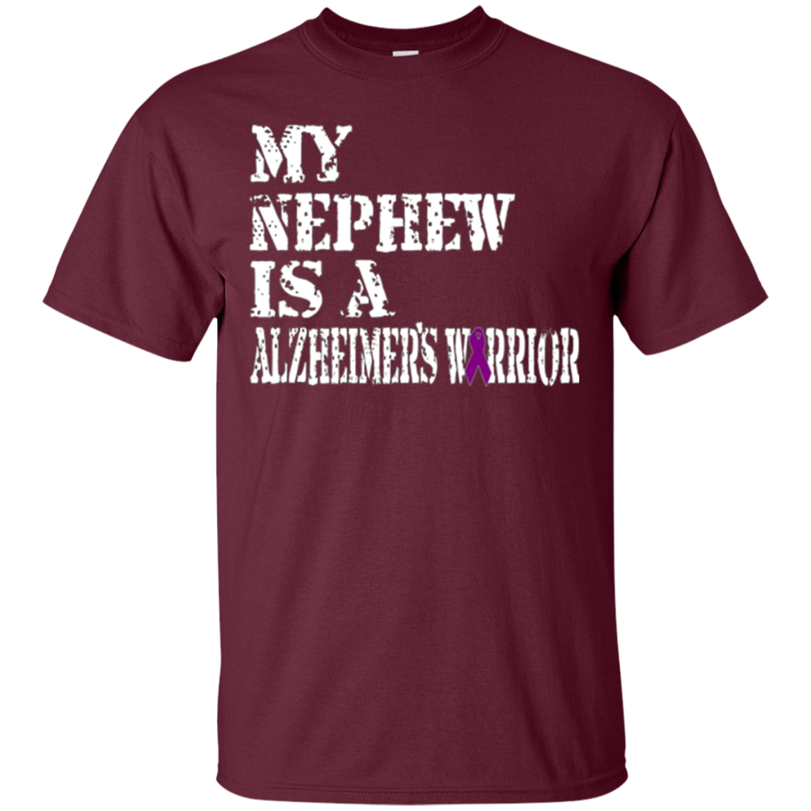 Alzheimer's Awareness T Shirt For Nephews Purple Ribbon Tee