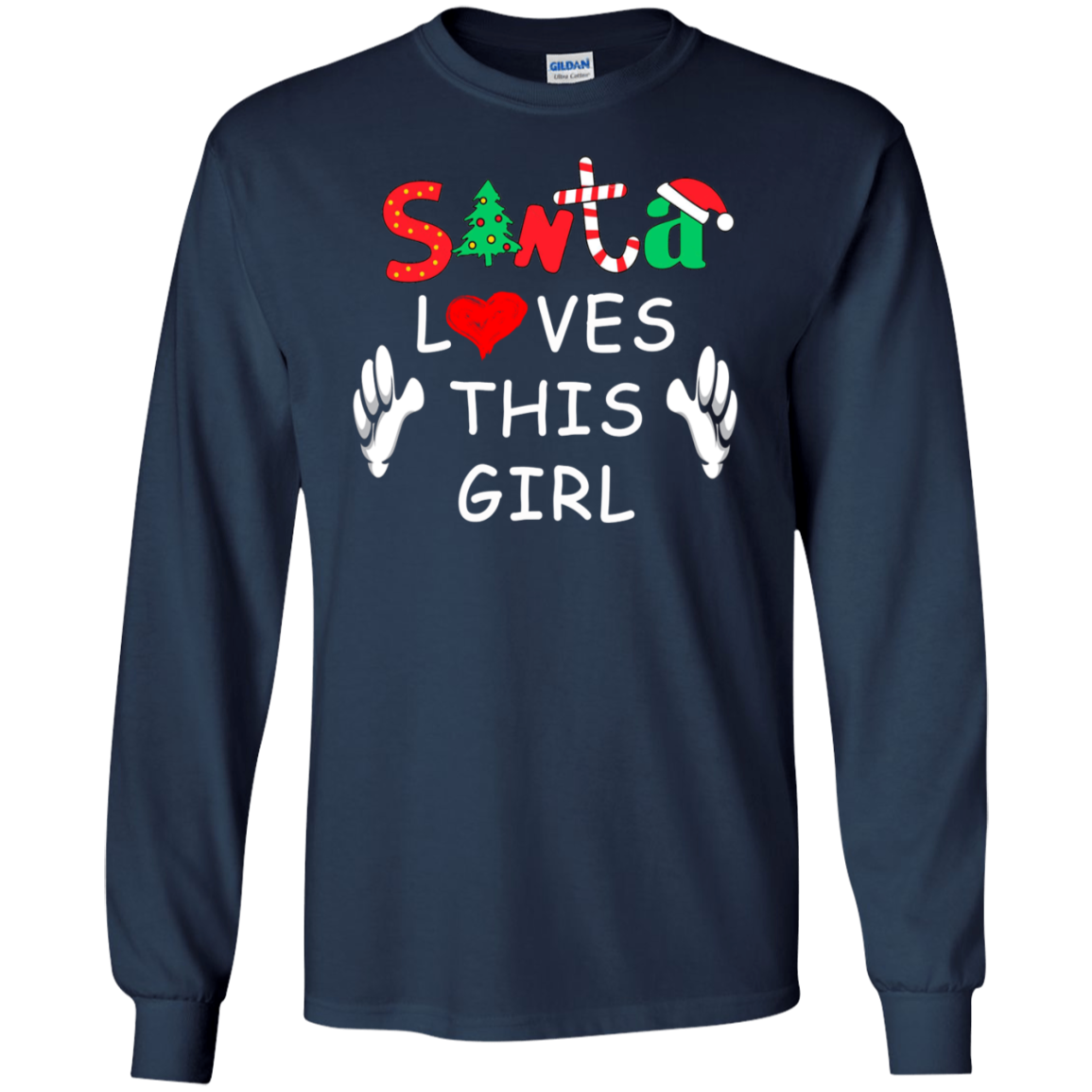 Santa Loves This Girl T Shirt Funny Christmas Gift Shirts