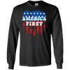 Image of America First USA T Shirt with the American Flag