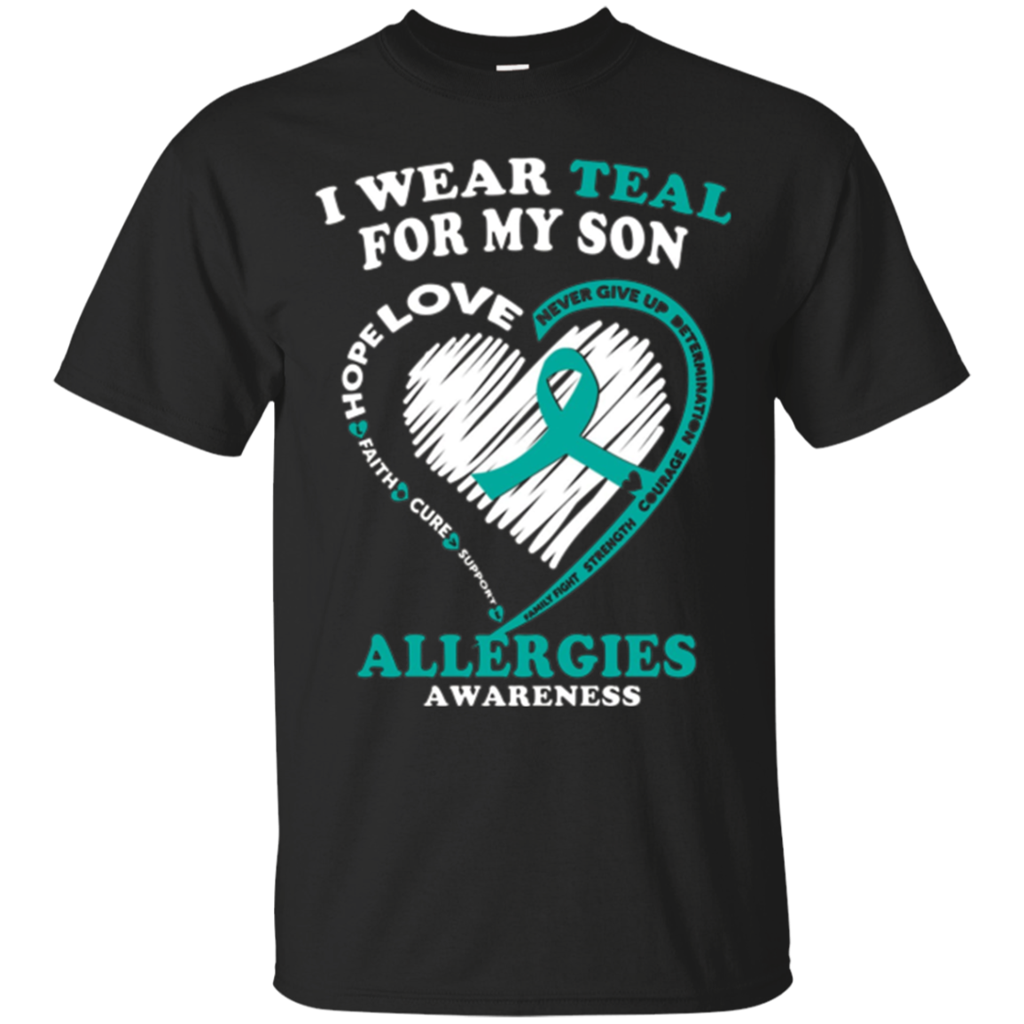 T-shirt de sensibilisation aux allergies - Je porte du sarcelle pour mon fils