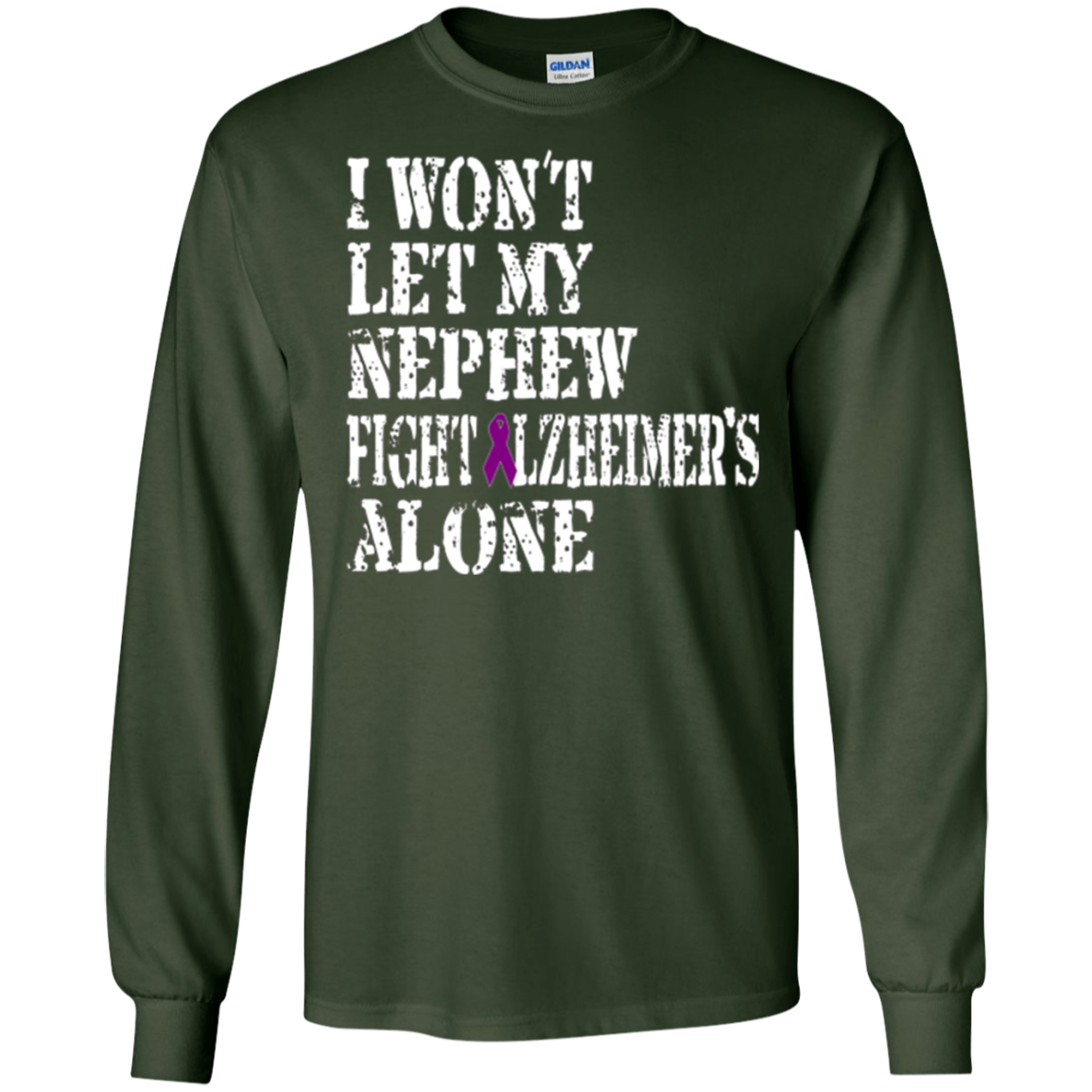 Alzheimer's Awareness Shirt For Nephews Purple Ribbon Tee