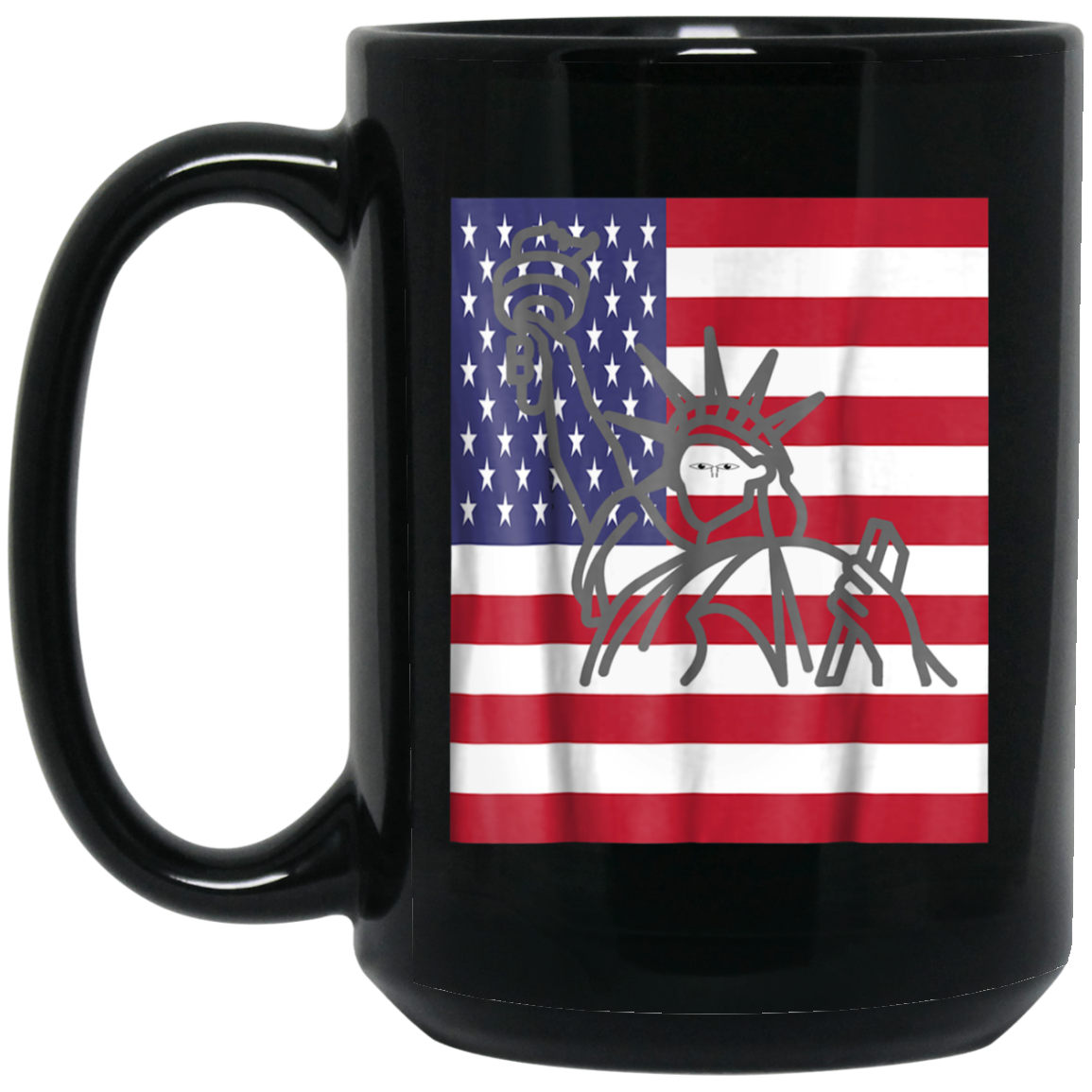 American Flag With Statue of Liberty