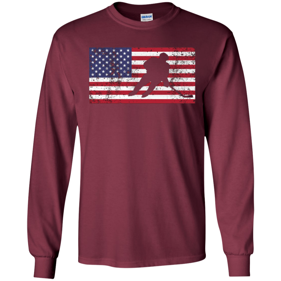 American Flag Hockey USA Patriotic Ice Skating Cool T-Shirt