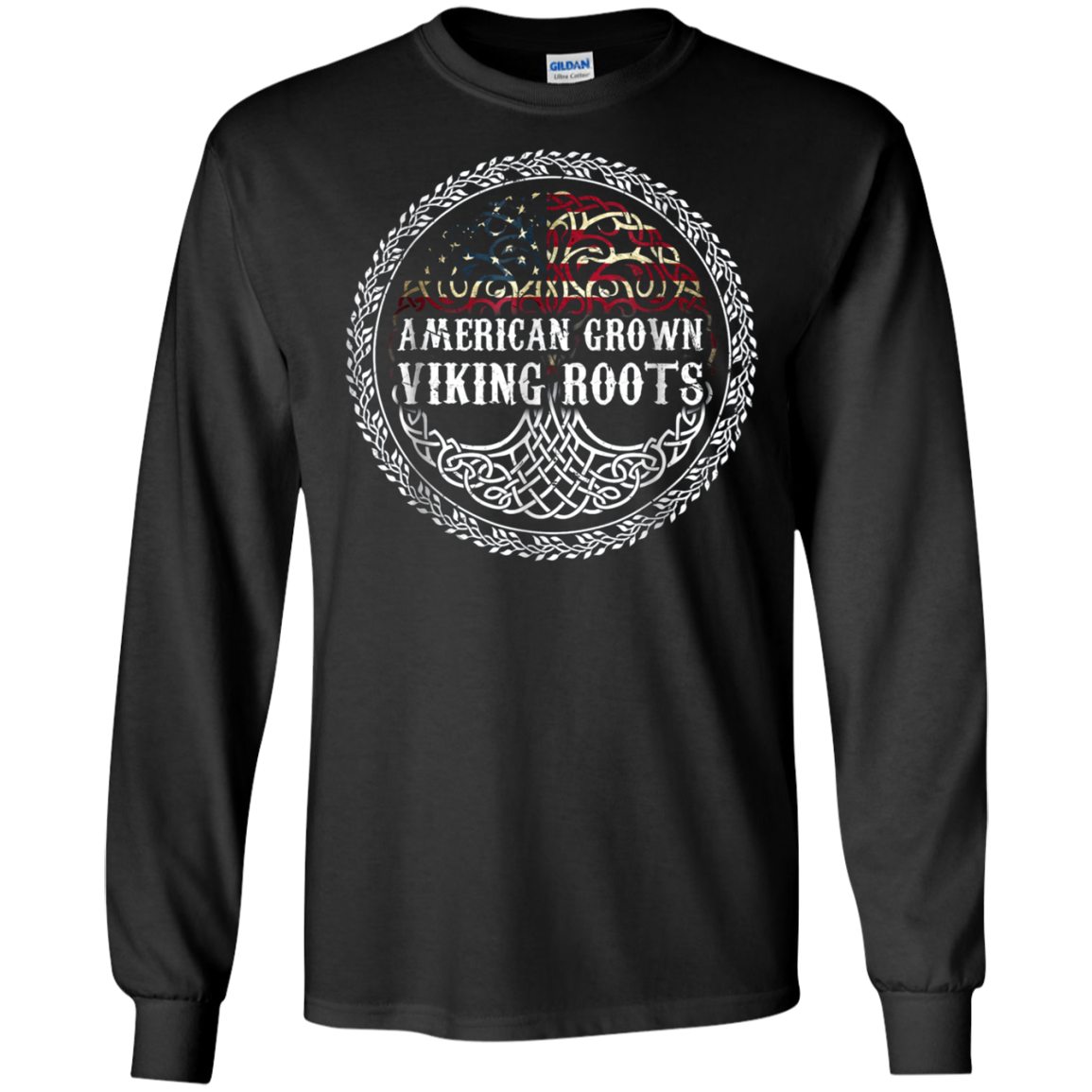 American Grown - Viking Roots T-shirt American Flag Tree Tee