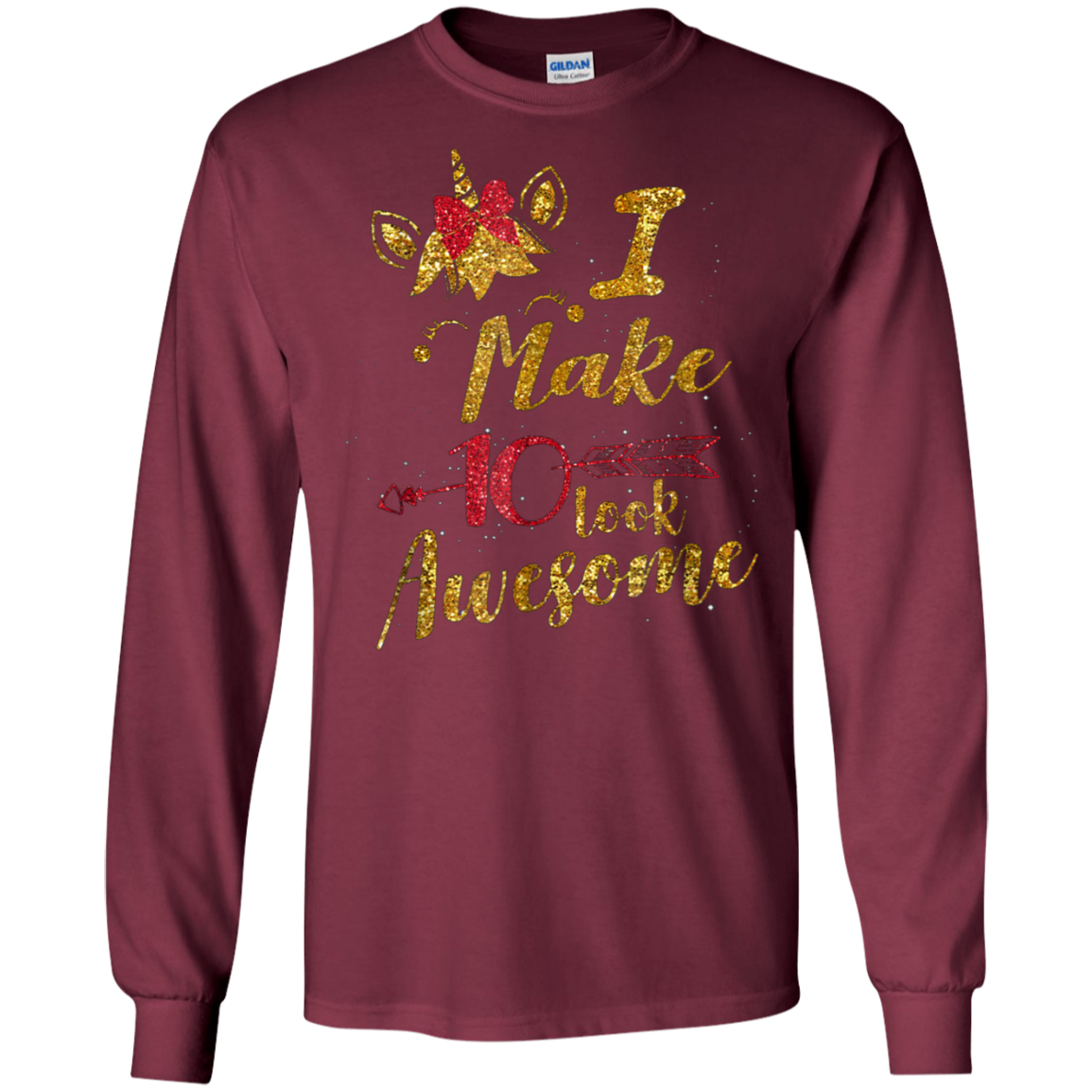 10th Birthday Gift Unicorn T-Shirt I Make 10 Look Awesome