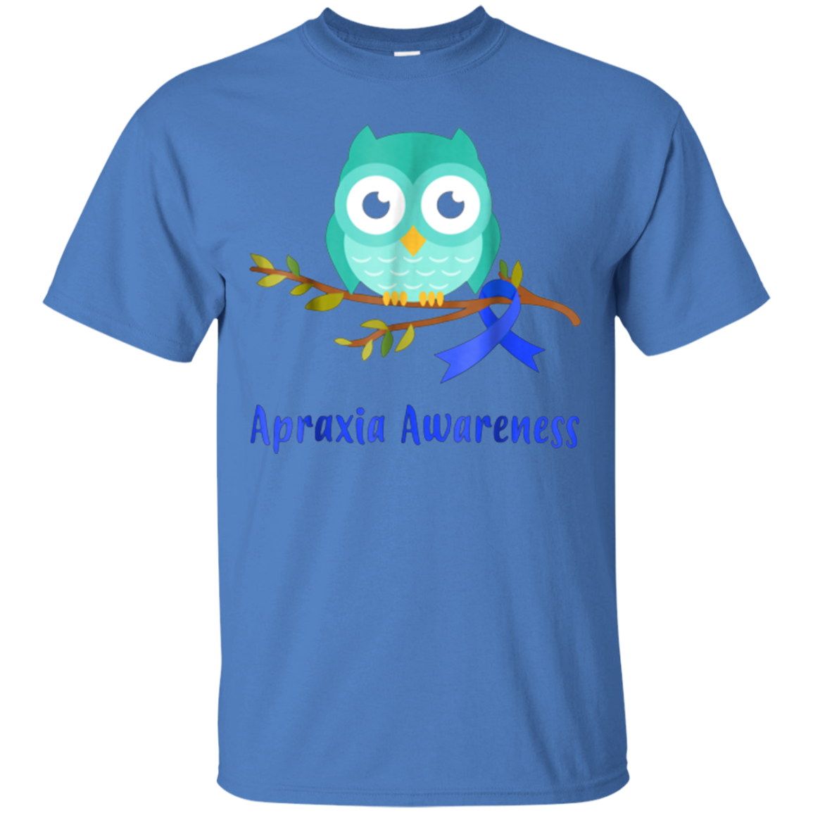 Apraxia Awareness Blue Ribbon Owl Kids T-Shirt